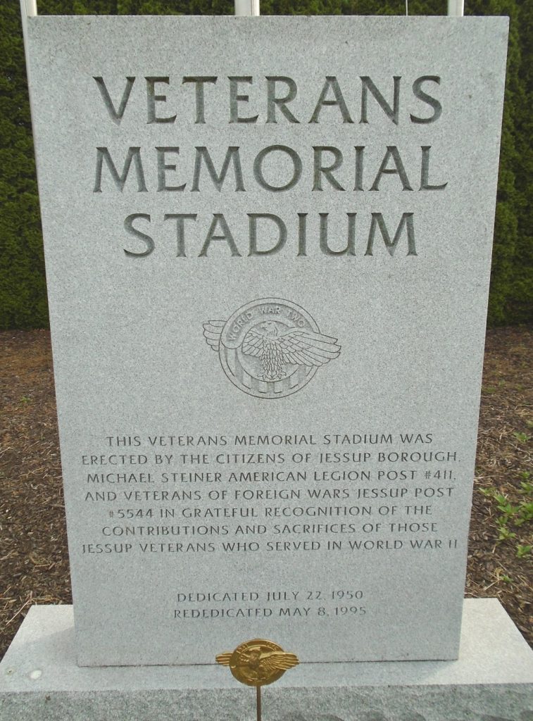JESSUP BOROUGH VETERANS MEMORIAL STADIUM STONE
