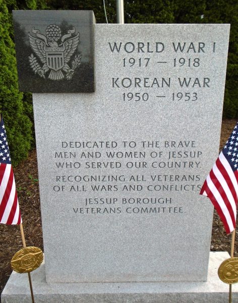 JESSUP BOROUGH WORLD WAR I AND KOREAN WAR MEMORIAL