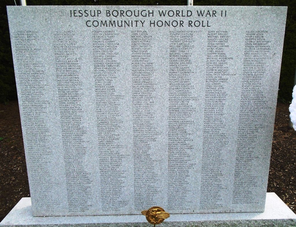 JESSUP BOROUGH WORLD WAR II MEMORIAL STONE A