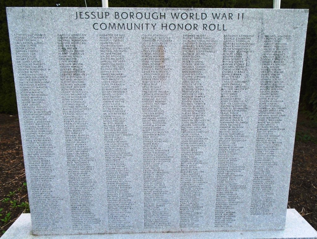 JESSUP BOROUGH WORLD WAR II MEMORIAL STONE B