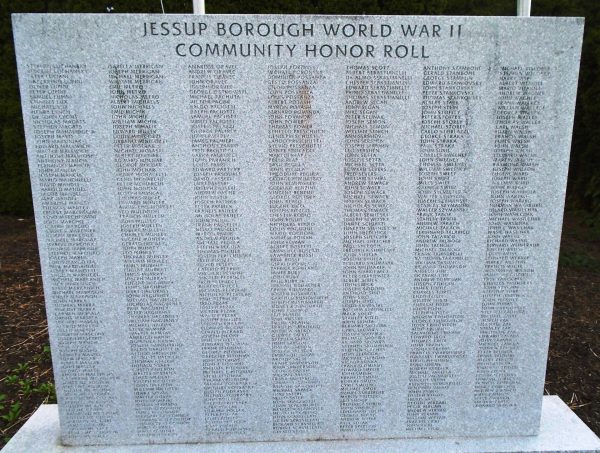 JESSUP BOROUGH WORLD WAR II MEMORIAL STONE B