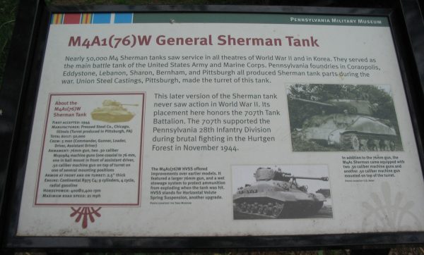 M4A1(76)W GENERAL SHERMAN TANK MEMORIAL PLAQUE