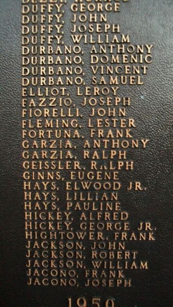 MARCUS HOOK FIRST WARD VETERANS MEMORIAL PLAQUE D