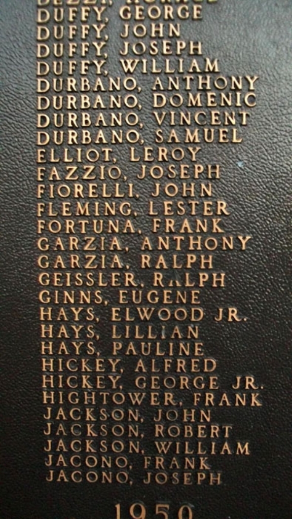 MARCUS HOOK FIRST WARD VETERANS MEMORIAL PLAQUE D