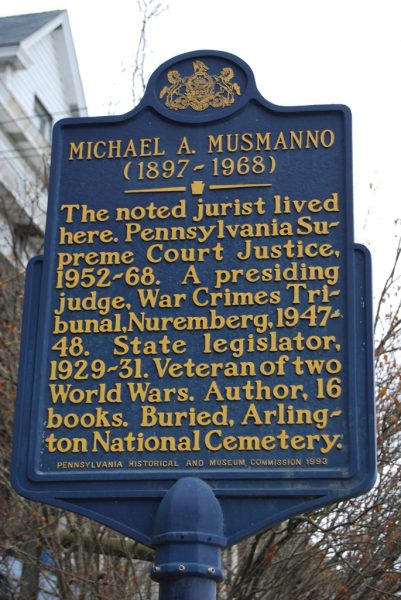MICHAEL A. MUSMANNO WAR MEMORIAL MARKER