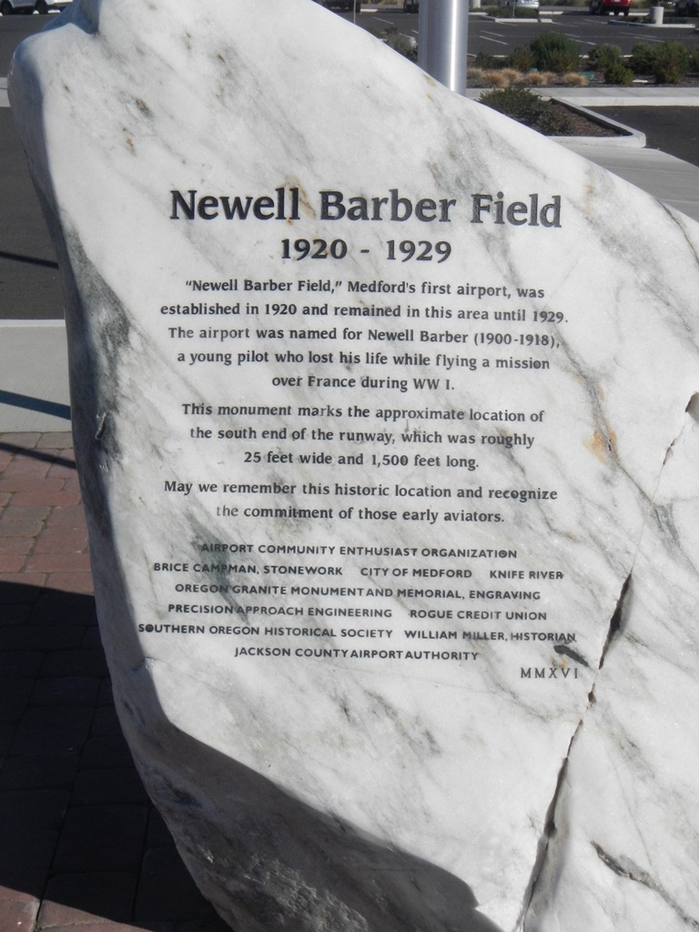 NEWELL BARBER FIELD WAR MEMORIAL DEDICATION STONE