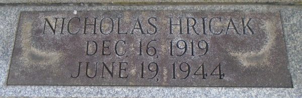 NICHOLAS HRICAK WAR MEMORIAL PAVER
