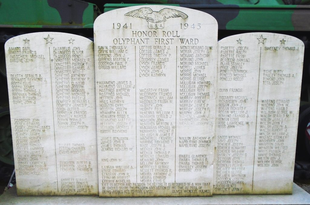 OLYPHANT FIRST WARD WORLD WAR II MEMORIAL HONOR ROLL