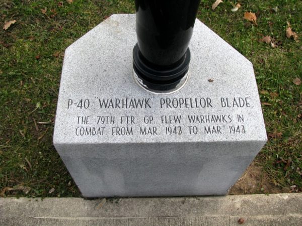 P-40 WARHAWK PROPELLOR BLADE WAR MEMORIAL STONE