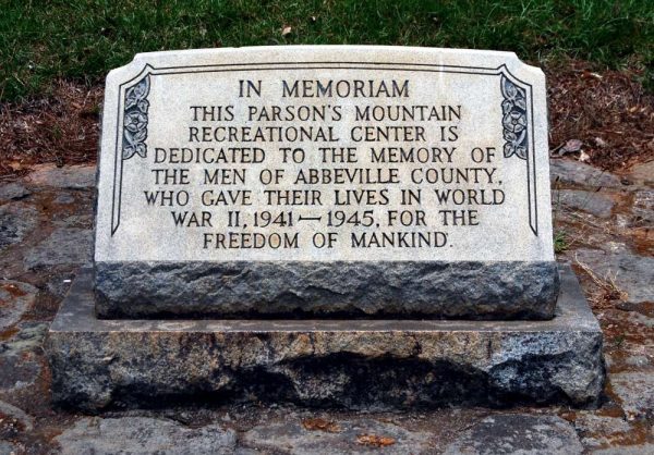 PARSON’S MOUNTAIN RECREATION CENTER MEMORIAL STONE