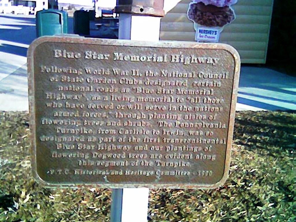 SOMERSET BLUE STAR MEMORIAL HIGHWAY PLAQUE