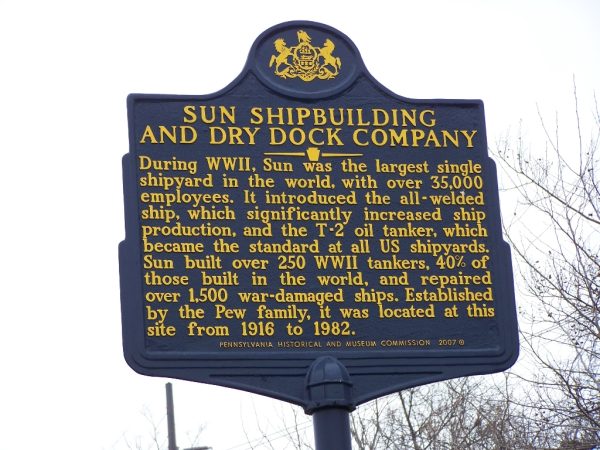 SUN SHIPBUILDING AND DRY DOCK COMPANY MEMORIAL MARKER