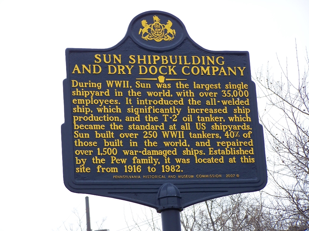 SUN SHIPBUILDING AND DRY DOCK COMPANY MEMORIAL MARKER