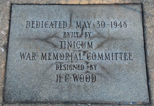 TINICUM WAR MEMORIAL DEDICATION STONE