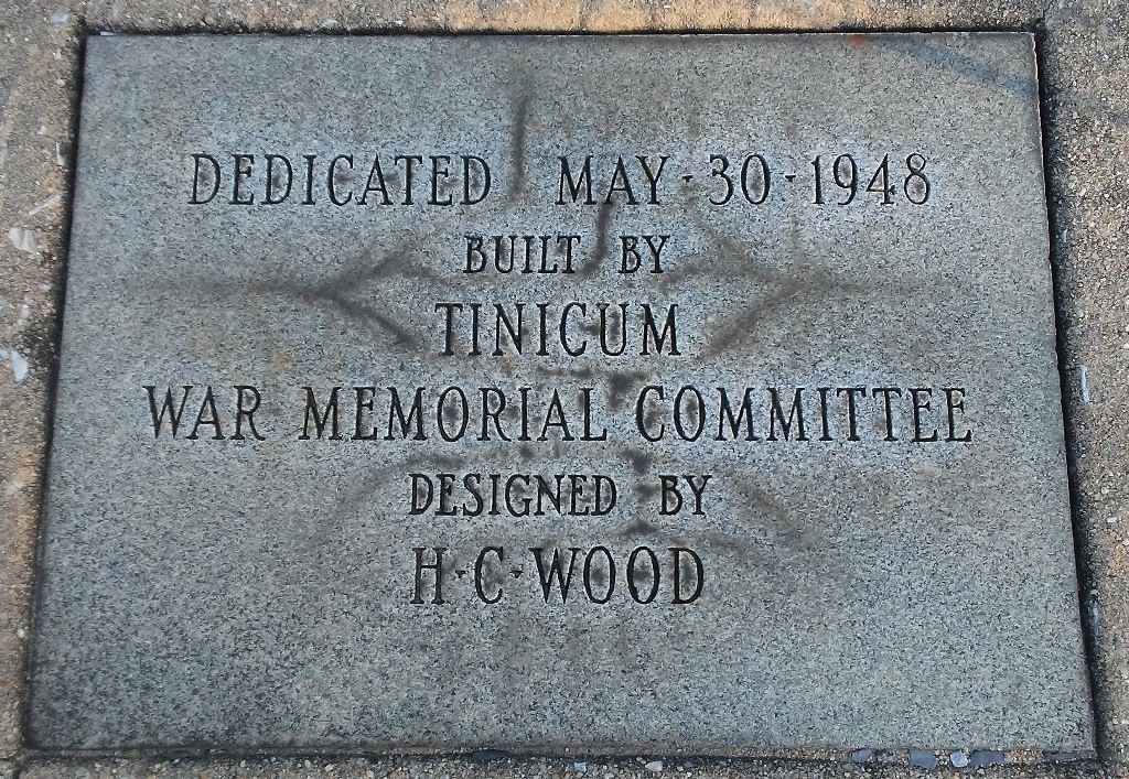 TINICUM WAR MEMORIAL DEDICATION STONE