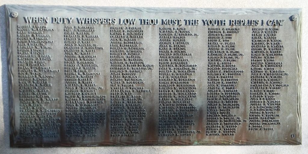 TINICUM WAR MEMORIAL PLAQUE B