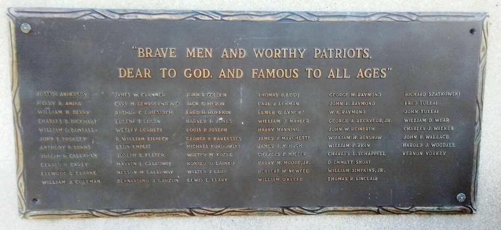 TINICUM WAR MEMORIAL PLAQUE C