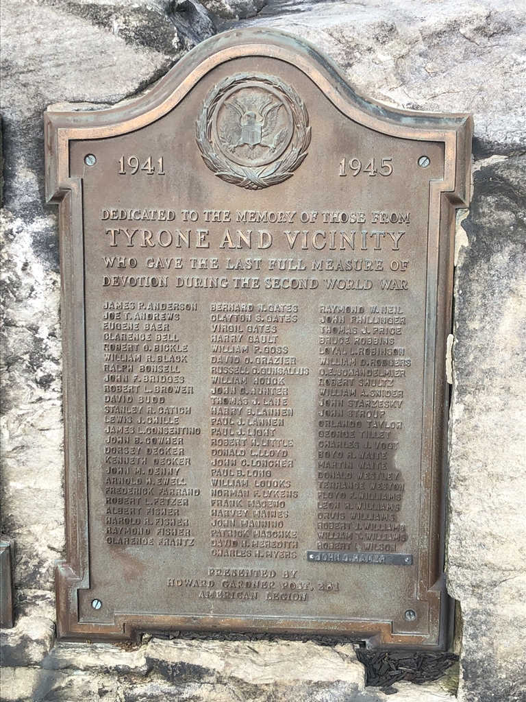 TYRONE AND VICINITY SECOND WORLD WAR KILLED IN ACTION MEMORIAL