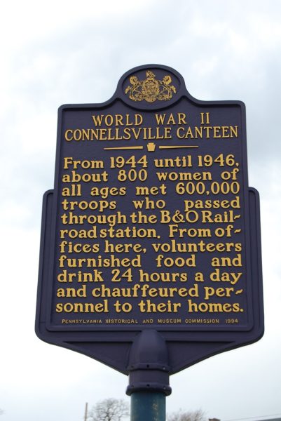 WORLD WAR II CONNELLSVILLE CANTEEN MEMORIAL MARKER