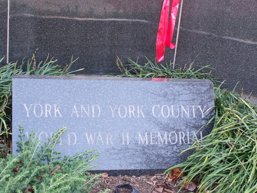 YORK AND YORK COUNTY WORLD WAR II MEMORIAL DEDICATION STONE