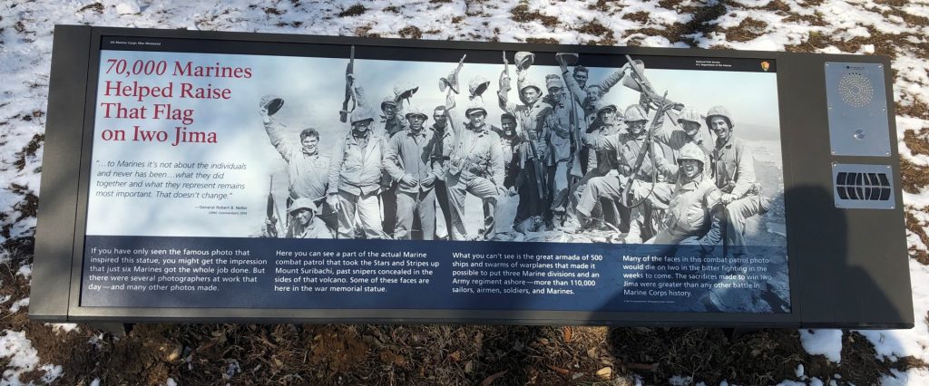 70,000 MARINES HELPED RAISE THAT FLAG ON IWO JIMA MEMORIAL PANEL