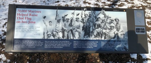70,000 MARINES HELPED RAISE THAT FLAG ON IWO JIMA MEMORIAL PANEL
