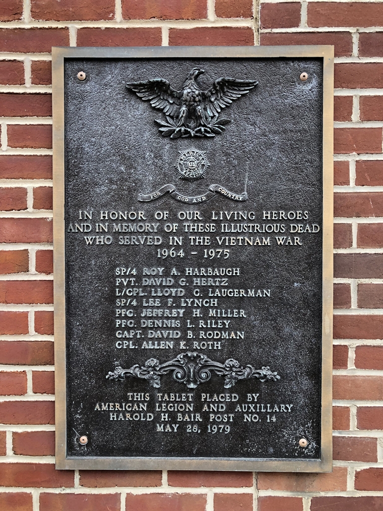 AMERICAN LEGION POST 14 VIETNAM WAR MEMORIAL PLAQUE