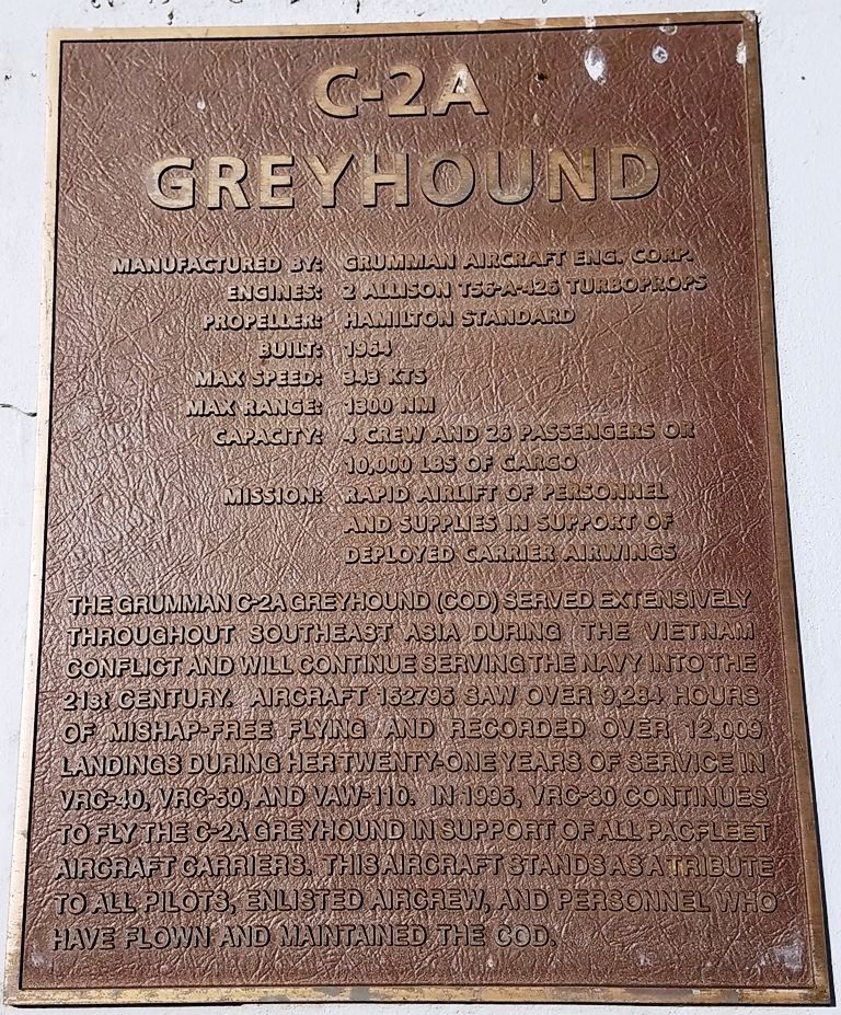 C-2A GREYHOUND WAR MEMORIAL AIRCRAFT PLAQUE