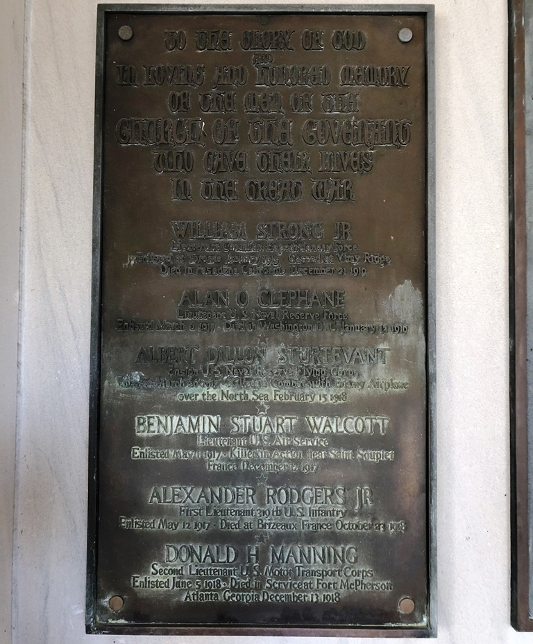 CHURCH OF THE COVENANT GREAT WAR MEMORIAL PLAQUE