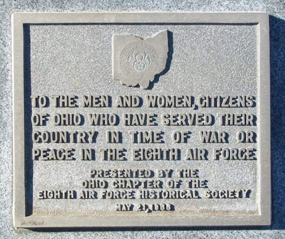 CITIZENS OF OHIO WHO SERVED IN THE EIGHT AIR FORCE WAR MEMORIAL PLAQUE