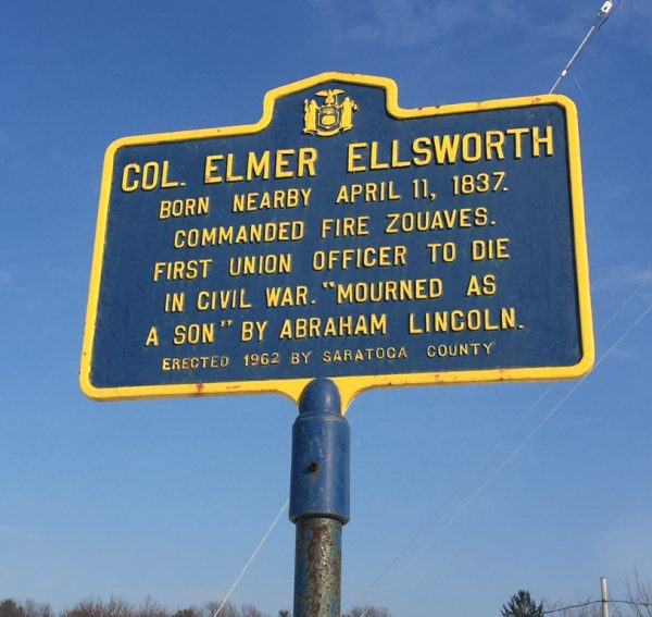 COL. ELMER ELLSWORTH WAR MEMORIAL MARKER