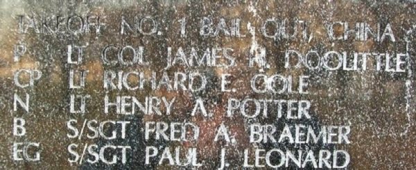 DOOLITTLE TOKYO RAIDERS WAR MEMORIAL STONE D