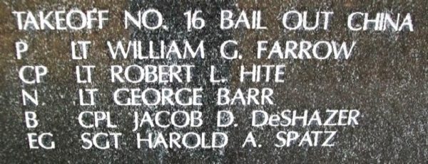 DOOLITTLE TOKYO RAIDERS WAR MEMORIAL STONE S