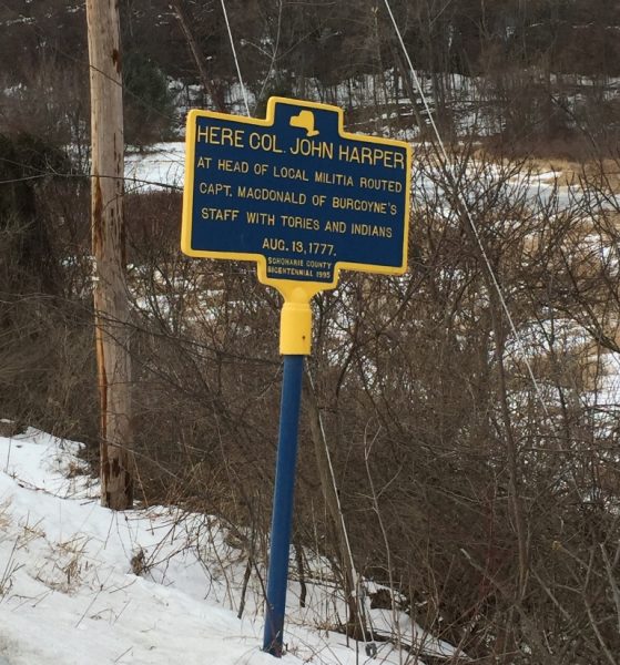 HERE COL. JOHN HARPER REVOLUTIONARY WAR MEMORIAL MARKER