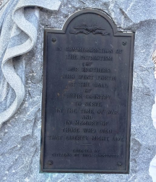 IN COMMEMORATION OF THE PATRIOTISM WAR MEMORIAL PLAQUE