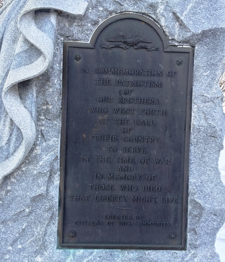 IN COMMEMORATION OF THE PATRIOTISM WAR MEMORIAL PLAQUE