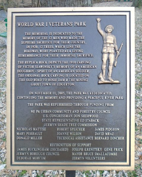 JERMYN WORLD WAR I VETERANS PARK MEMORIAL PLAQUE