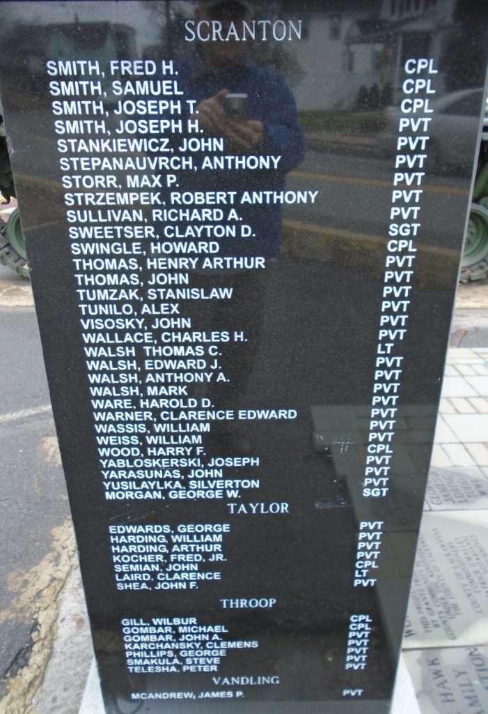 LACKAWANNA COUNTY WORLD WAR I MEMORIAL PLAQUE D