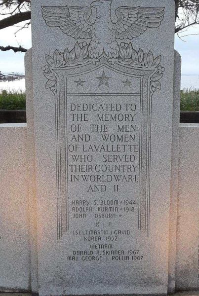 LAVALLETTE WORLD WAR I AND WORLD WAR II MEMORIAL DEDICATED STONE