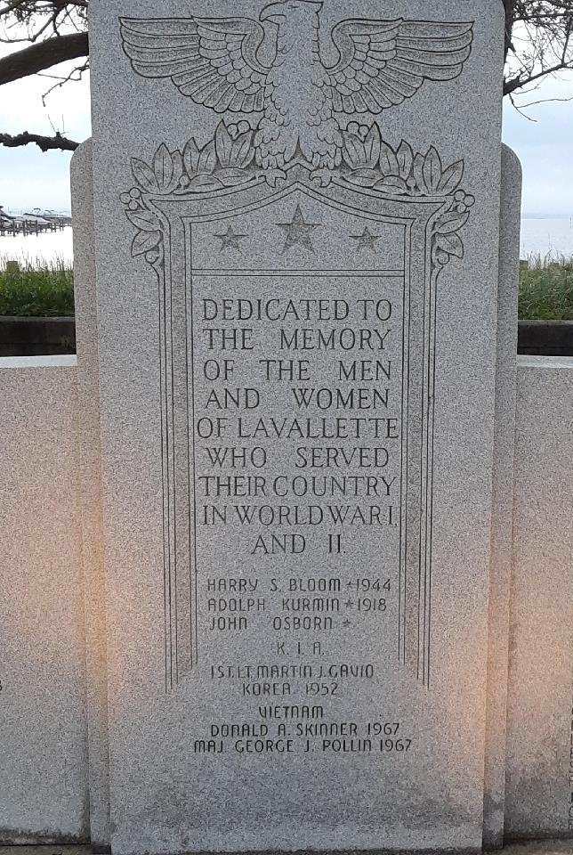 LAVALLETTE WORLD WAR I AND WORLD WAR II MEMORIAL DEDICATED STONE