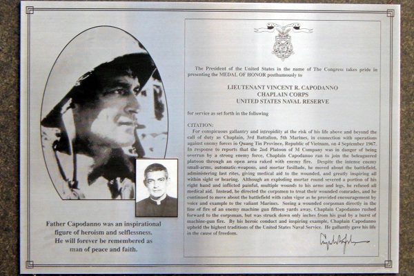 LIEUTENANT VINCENT R. CAPODANNO MEDAL OF HONOR WAR MEMORIAL PLAQUE