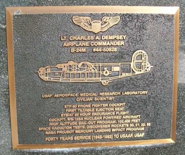 LT. CHARLES A. DEMPSEY WAR MEMORIAL PLAQUE