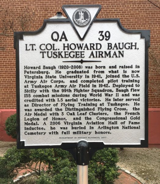 LT. COL. HOWARD BAUGH, TUSKEGEE AIRMAN MEMORIAL PLAQUE