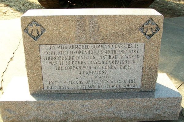 M114 ARMORED COMMAND CARRIER MEMORIAL STONE