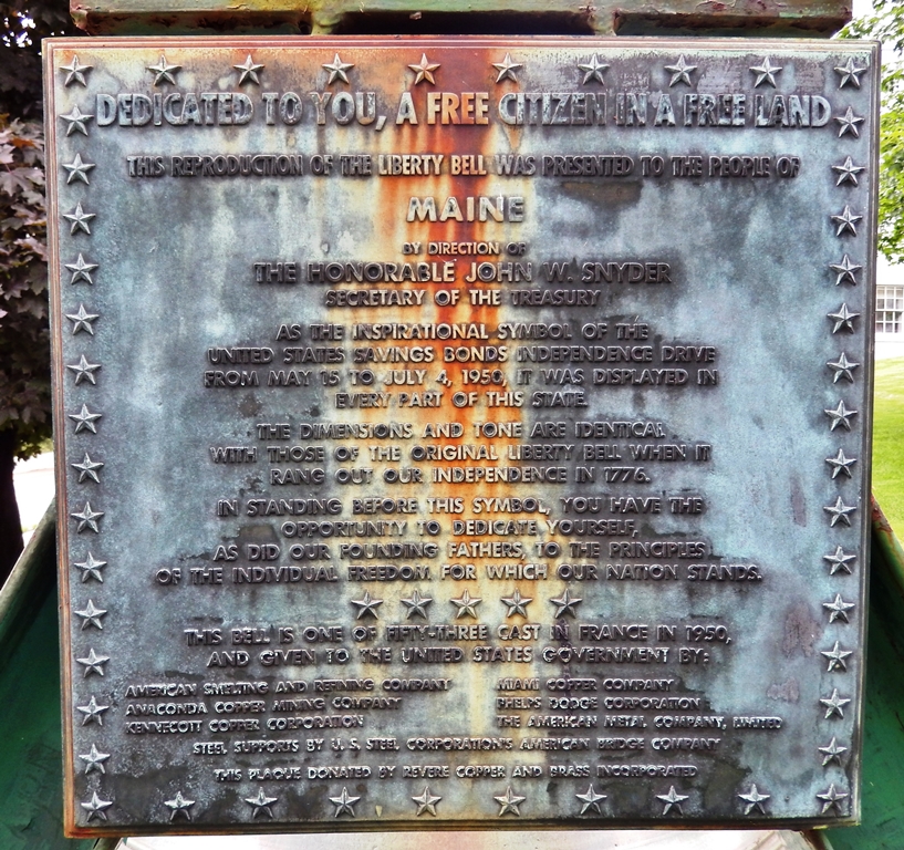 MAINE’S LIBERTY BELL REPLICA MEMORIAL PLAQUE