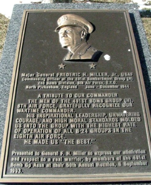 MAJOR GENERAL FREDERIC H. MILLER, JR. USAF WAR MEMORIAL PLAQUE