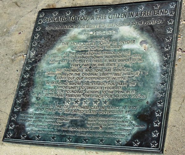 MONTANA’S LIBERTY BELL REPLICA MEMORIAL PLAQUE