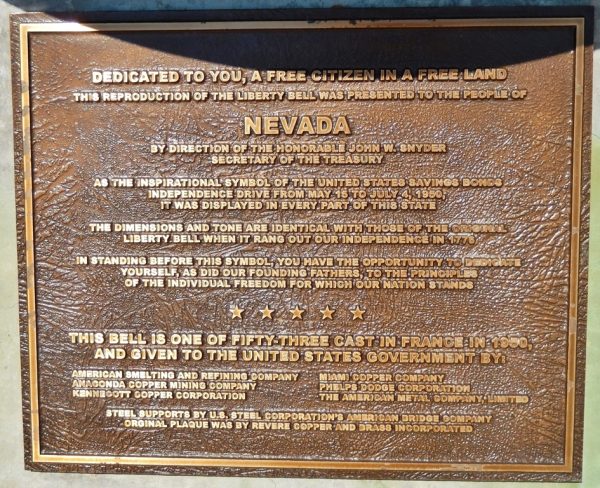 NEVADA’S LIBERTY BELL REPLICA MEMORIAL PLAQUE