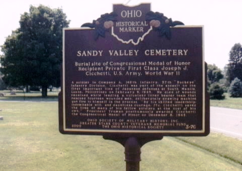 PFC JOSEPH CICCHETTI MEDAL OF HONOR MEMORIAL MARKER