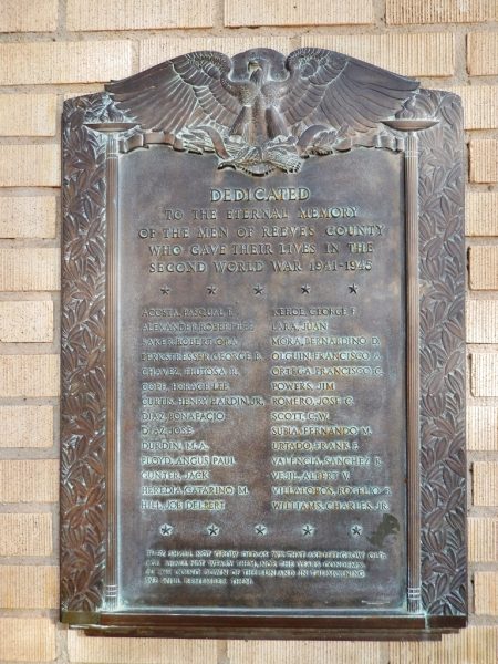 REEVES COUNTY WORLD WAR II MEMORIAL PLAQUE
